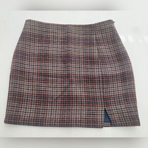 Lucy Paris Checkered Mini Skirt in Blue and Brown